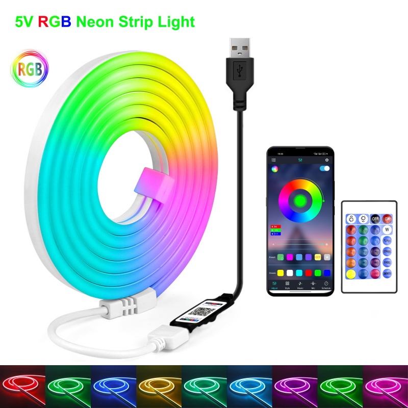 Outdoor Lighting No Wiring - Strip Neon LED RGB 5V USB
