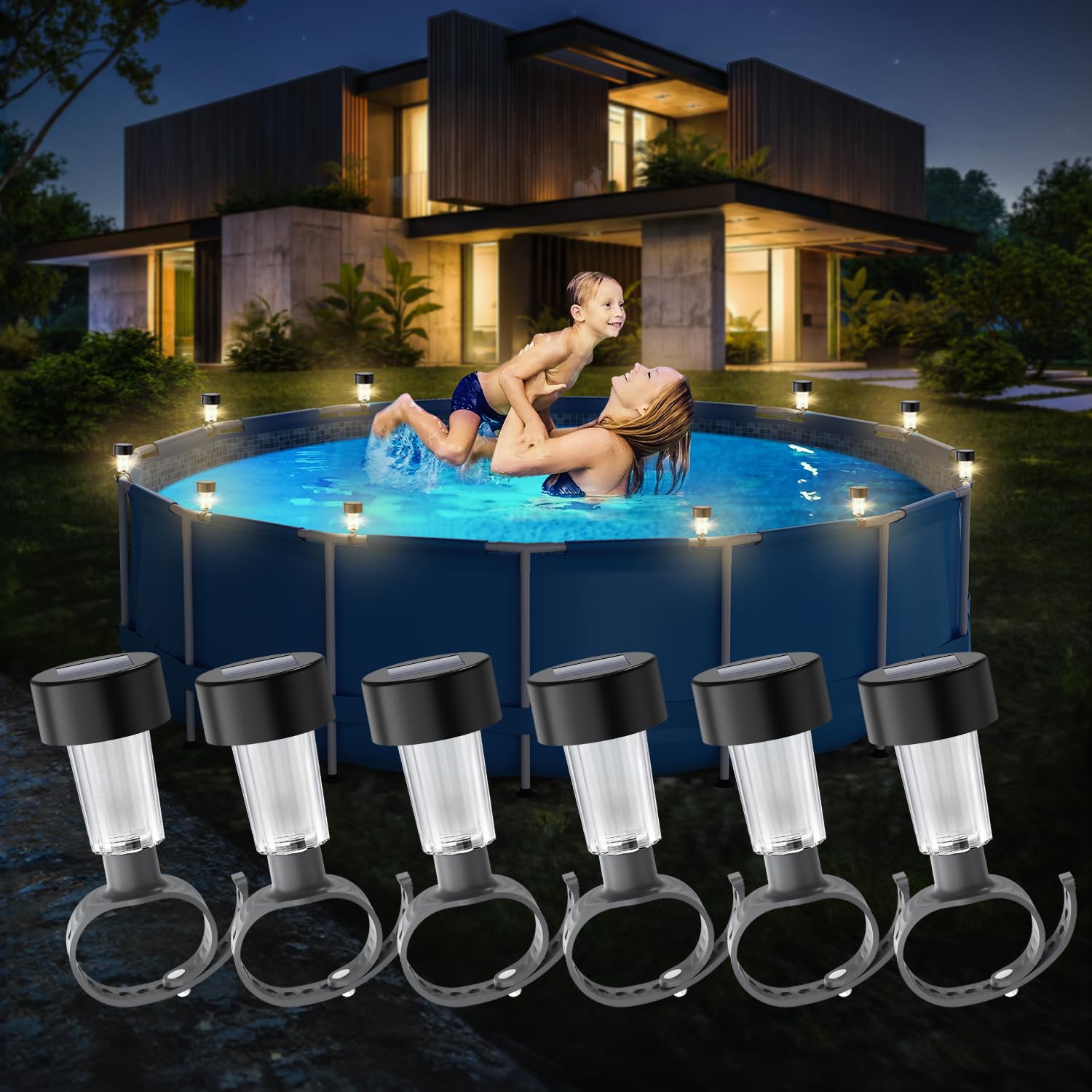 Outdoor Lighting On Fence - 6 paket bingkai lampu kolam tenaga