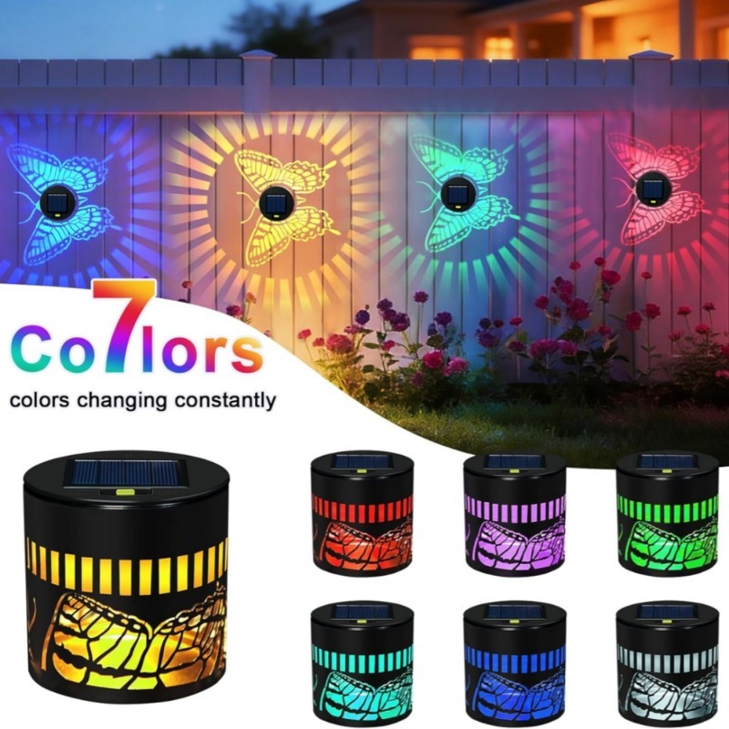 Outdoor Lighting On Fence - Lampu Kupu-kupu Tenaga Surya Dekoratif untuk