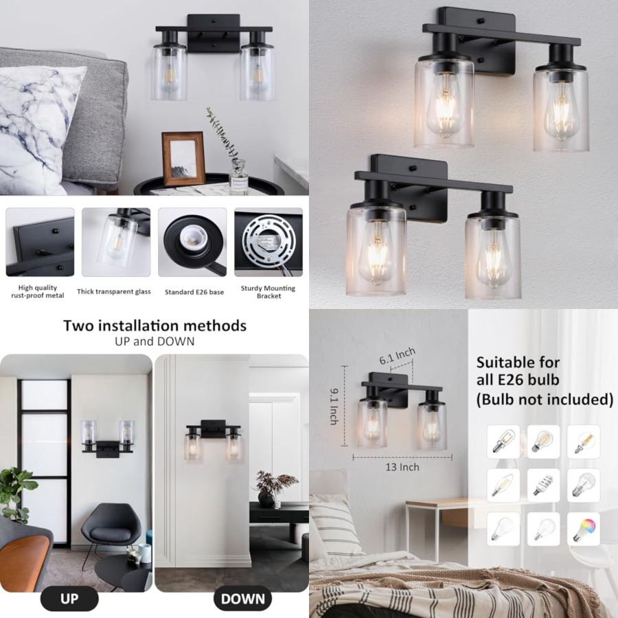 Solar Wall Sconce - Lampu Kamar Mandi Matte di Atas
