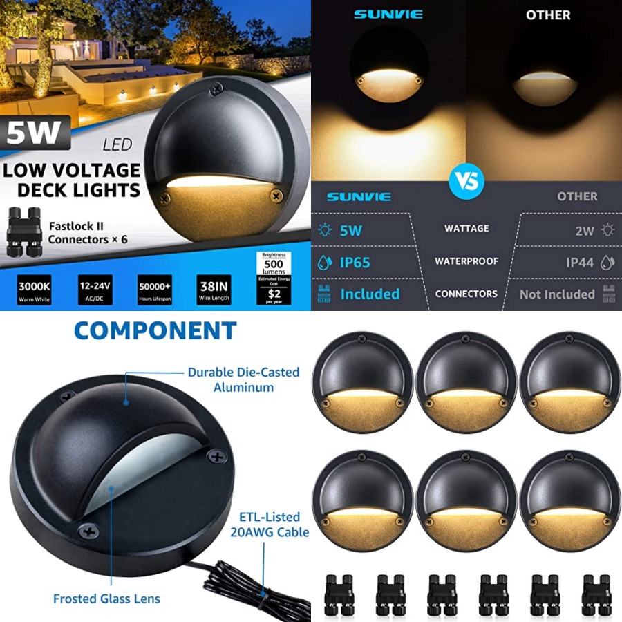 Outdoor Lighting No Wiring - Lampu Dek LED 5W Tegangan Rendah,
