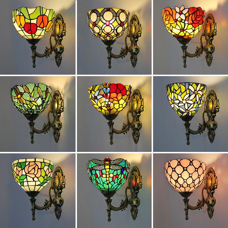 Solar Wall Sconce - Lampu dinding kaca patri Tiffany retro
