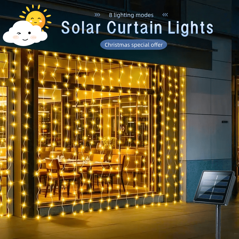 Lampu Tirai Surya 100/200/300  - Outdoor Lighting No Wiring ulasan dan harga